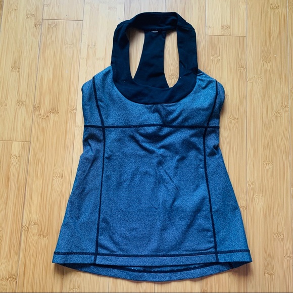 Lululemon Striped Grey/Black Scoop Neck Tank - Picture 3 of 4